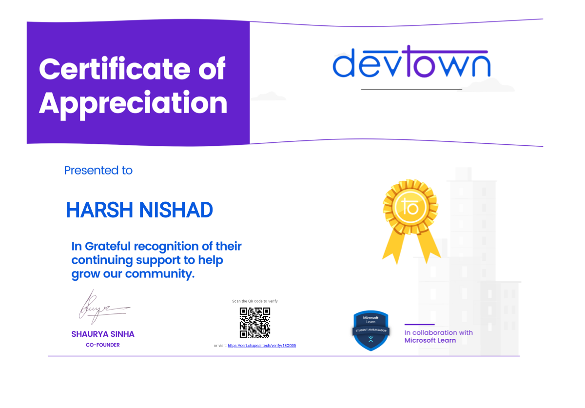 Community Recognition Certificate